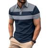 2024 Oversized Striped Polo T Shirt Men Summer Casual Lapel Button Blouse Fashion Contrasting Colors Patchwork Short Sleeve Polo Shirts