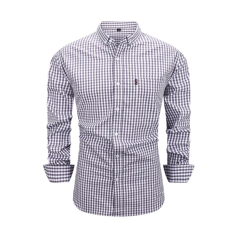 Men's Cross-Border Autumn/Winter Plaid Cotton Long-Sleeve Casual Business Shirt
