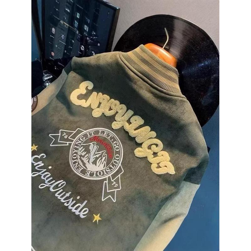 Men's Autumn Suede Baseball Jacket - Trendy College Style, Loose Fit, Outdoor Casual