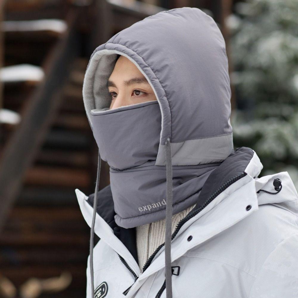 Thickened Winter Neckerchief Windproof Mask Pullover Cap Fashion Men 3 in 1 Cap  Women