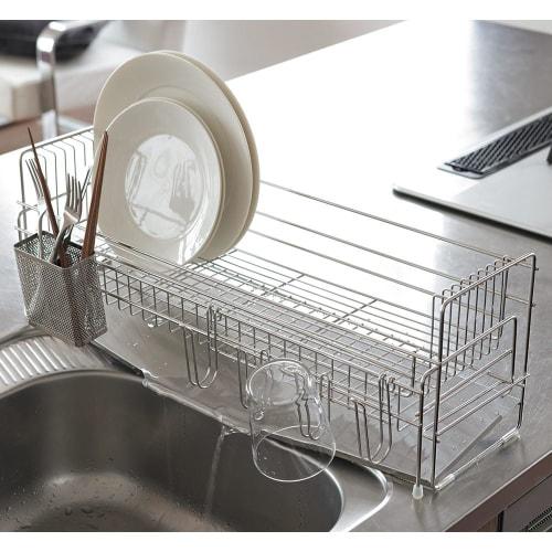 Dinos Dish Drainer Rack, Sink Accessories, Kojima Magic Extendable Slim Dish Drainer for Tidying Up Your Kitchen
