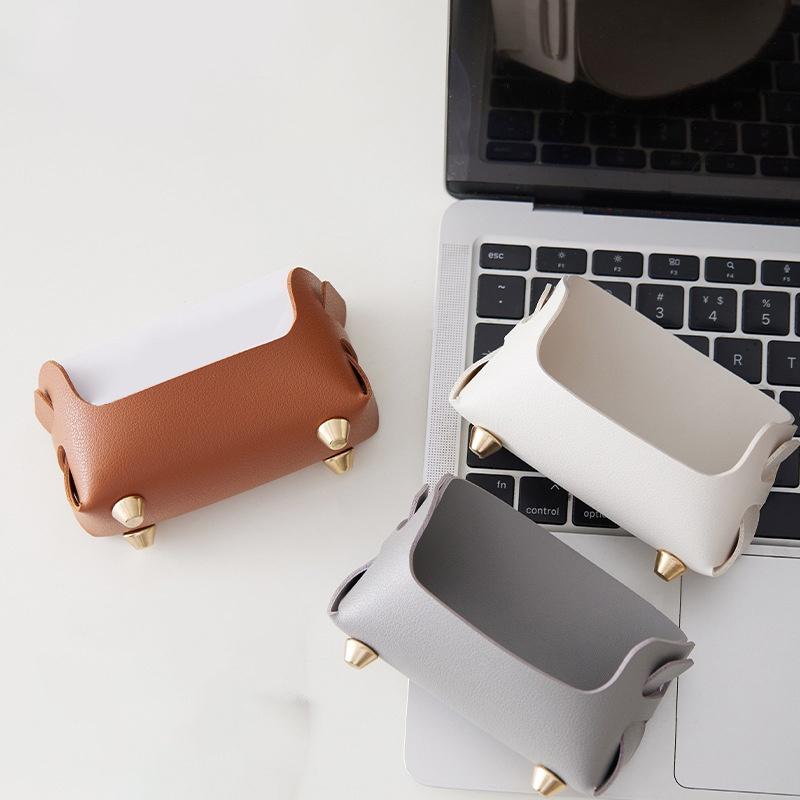 texturePU Business Card Holder with 2 Sections Desktop Display Stand for Office Desk Card Organization Professional Use