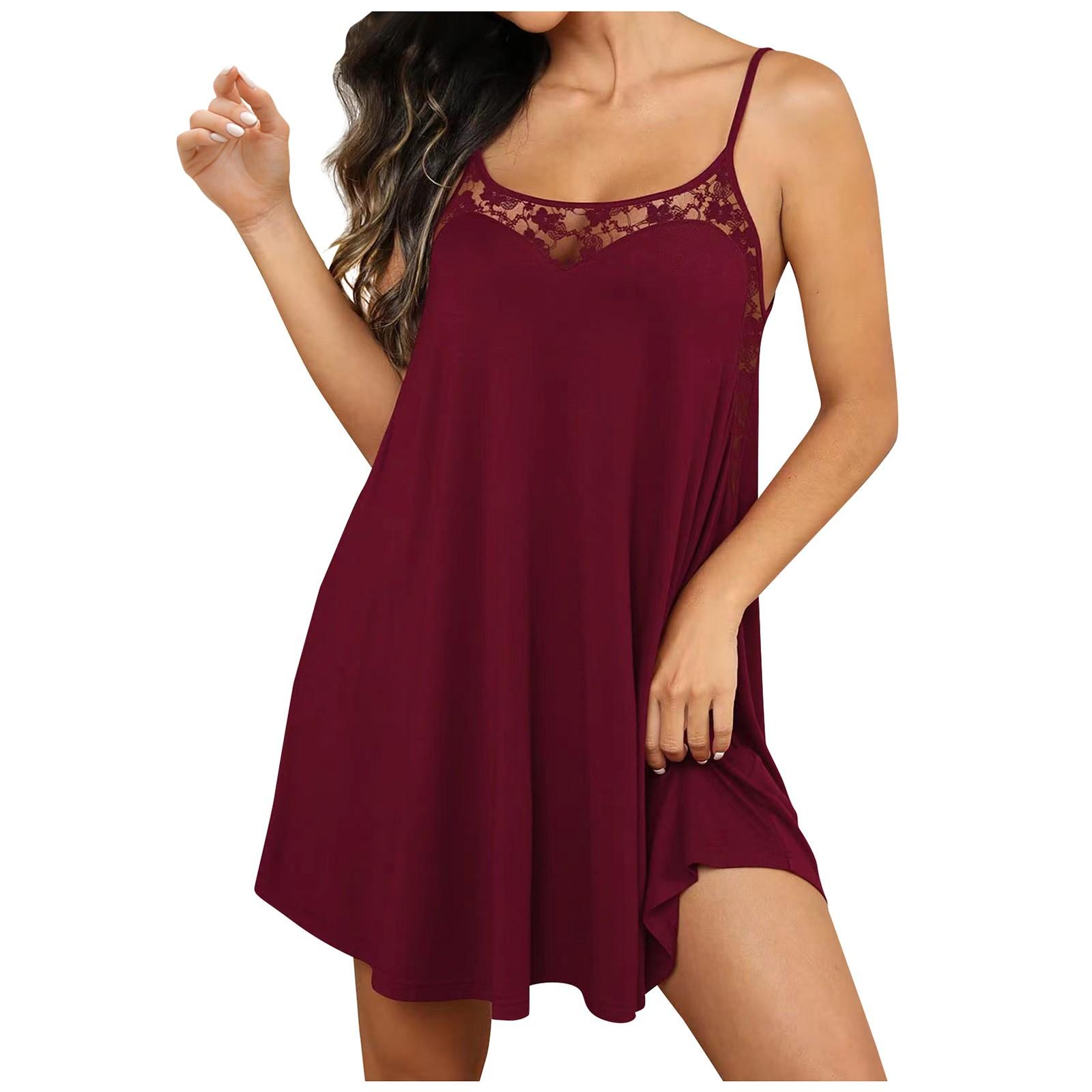 

Женская мода, сексуальный кружевной принт, беспроводной бюстгальтер, сексуальная одежда для дома, ночная рубашка на подтяжках L винный