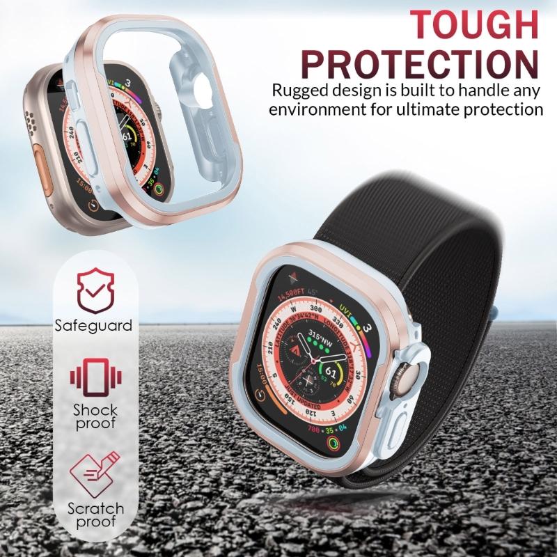 40/41/44/45mm Bumper Case Slim- Protective Cover Lightweight Aluminum & TPU Case Fitting for Watch S8/7/6/5/4/SE2