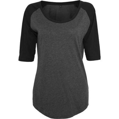 Build Your Brand Womens/Ladies Contrast Polycotton Raglan 3/4 Sleeve T-Shirt