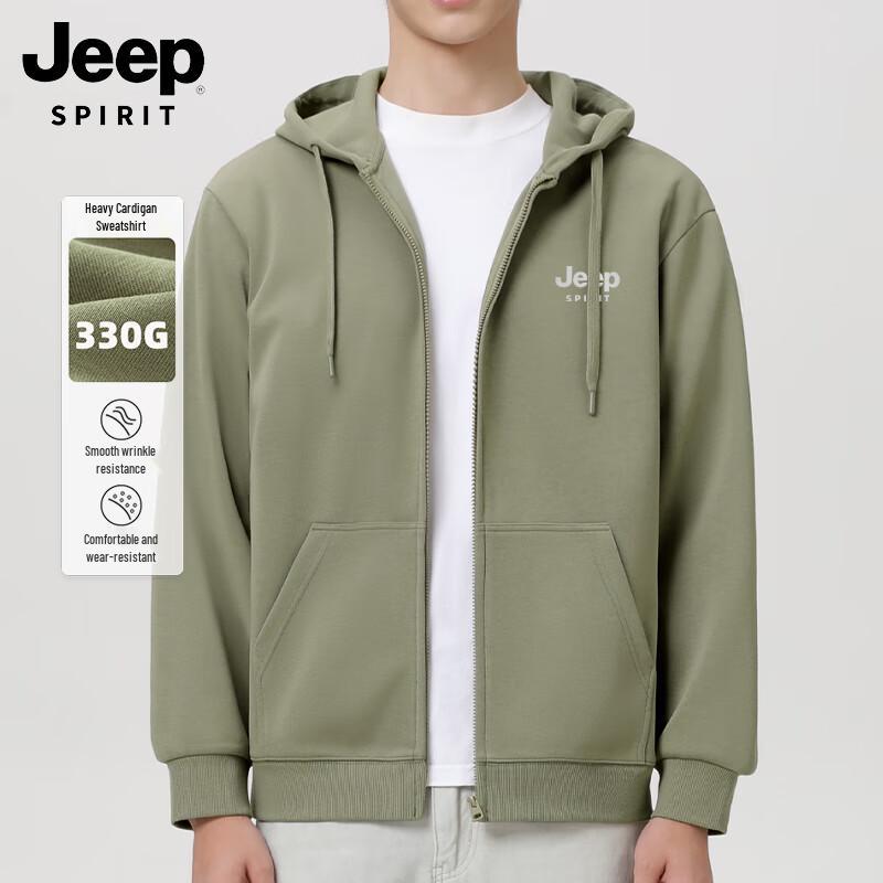 

JEEP SPIRIT Men s Heavyweight 330G Hooded Cardigan Sweatshirt 2XL