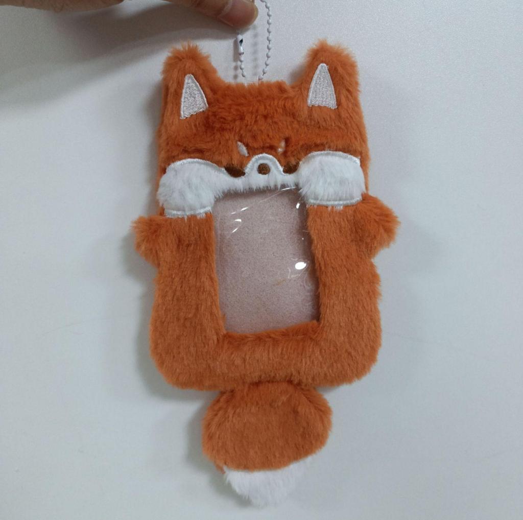 Chaveiro de Mochila de Pelúcia de Animal Fofo e Porta-Cartões - Pingente de 3 Polegadas para Fotos e Cartões