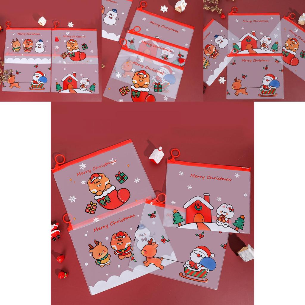 Festive Waterproof Pencil Pouch With Lovely Christmas Patterns For Student Supplies