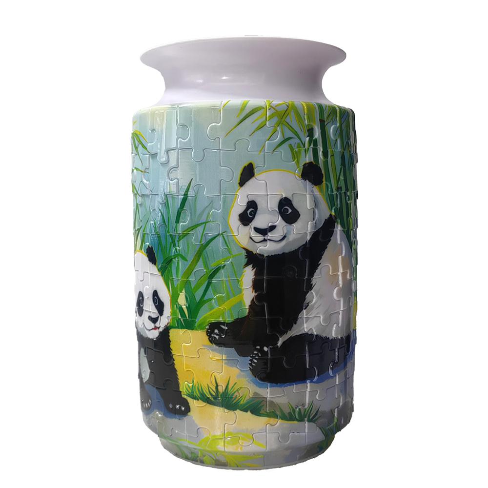 Non-Toxic 3D Flower Vase Puzzle Panda Porcelain Design Made Plastic Home Decoration And Flower Arrangement Housewarming Kids Toys Gifts