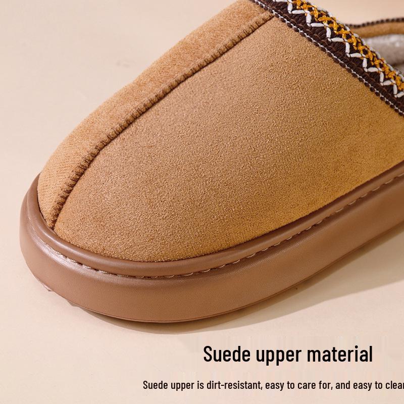 Fellpantoffeln im Ethno-Stil: Warme, dicksohlige Baumwollpantoffeln für Damen und Herren, perfekt für Herbst und Winter