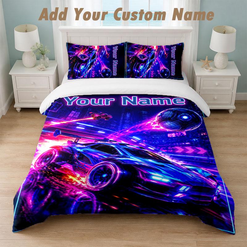 Bettwäsche-Set 1 Bettbezug 2 Kissenbezüge Rocket League Aufdruck Weiche Bettwäsche Schlafzimmer Dekor