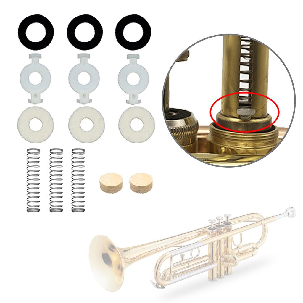 Trumpet Repair Set Trumpet Repair Part, Including Trumpet Valves Guide Felt Washer Water Key Cork Trumpet Valves Spring