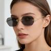 Frameless Octagonal Sunglasses Women Men Vintage Gold Metal Frame Small Geometric Shades Trendy Y2K Fashion Eyewear UV400
