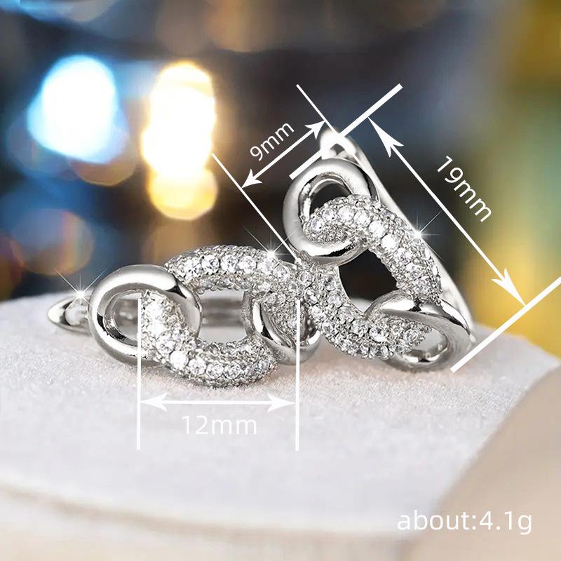 Niche Personalized Earrings For Women, Ring Buckle Lock Design Ear Buckle, Micro-Inlaid Zircon French Style