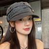 American Retro Old Rivet Flat Top Cap Women's High-end Temperament Casual Versatile Face Small Equestrian Hat