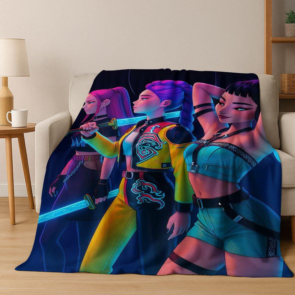 26 Stil Neue KPOP Dämonenjäger Rumi Mira Zoey Cartoon Flanell Decke, Gemütliche Weiche Überwurfdecke für Zuhause Schlafzimmer Bett Sofa Abdeckung
