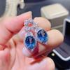 100 %Natural Sapphire Earrings Genuine 925 Sterling Silver Earring Exquisite Gifts For Women Luxury Bridal Wedding Jewelry
