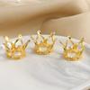 10pcs/Bag Hollow Mini Crown Gold/Silver Color Hole Beads For Rings Jewelry Making DIY Handmade Craft Accessories