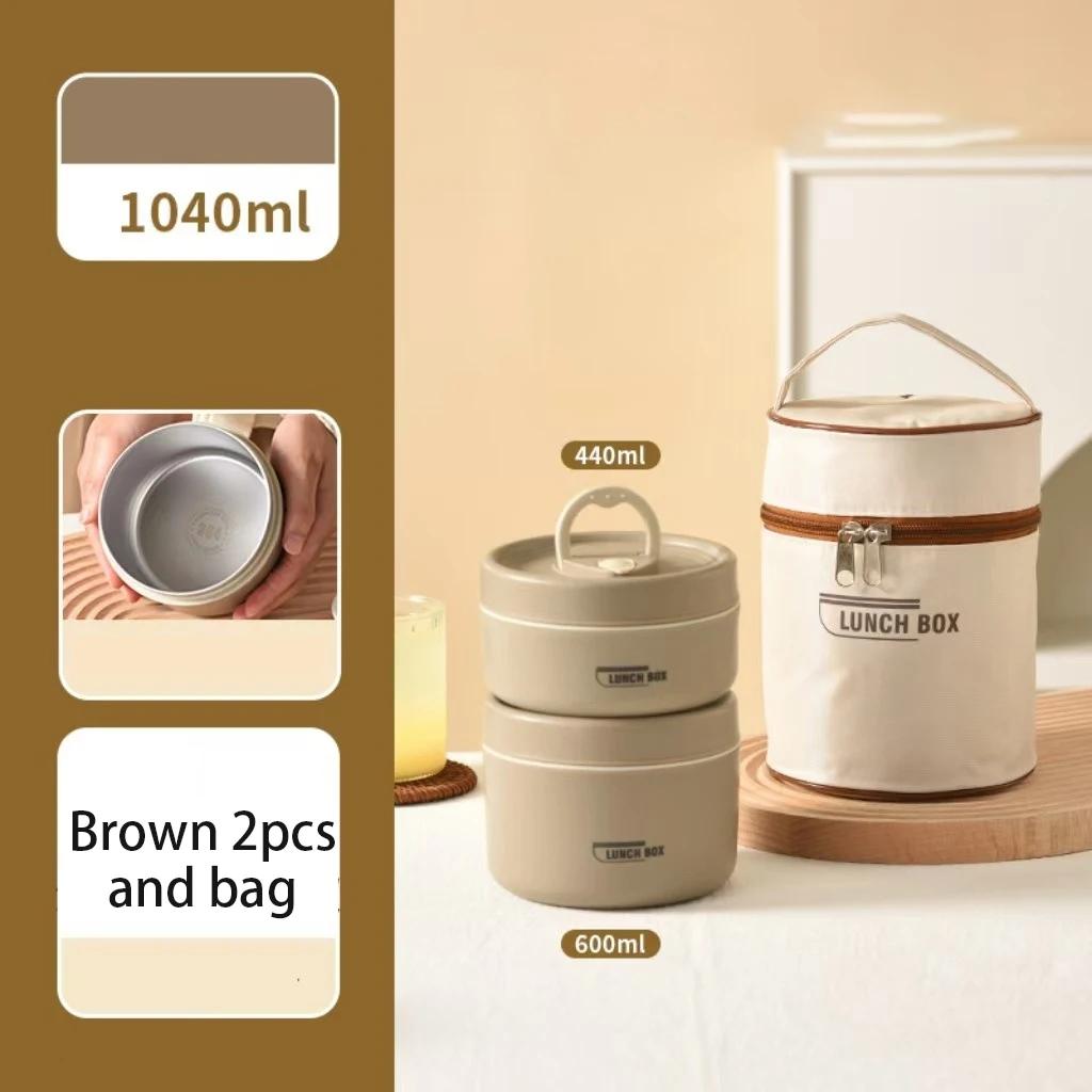 304 Stainless Steel Insulated Lunch Box Stackable 3 Separate Microwave Bento Box Sealed Leak Proof Soup Bowl Office Lunch-box