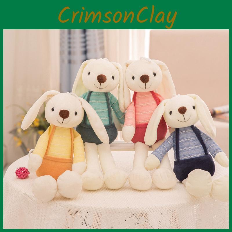Cartoon Long Cuddly Eared Bunny Plush Toy Vest Stuffed Animal Doll Kids Gift