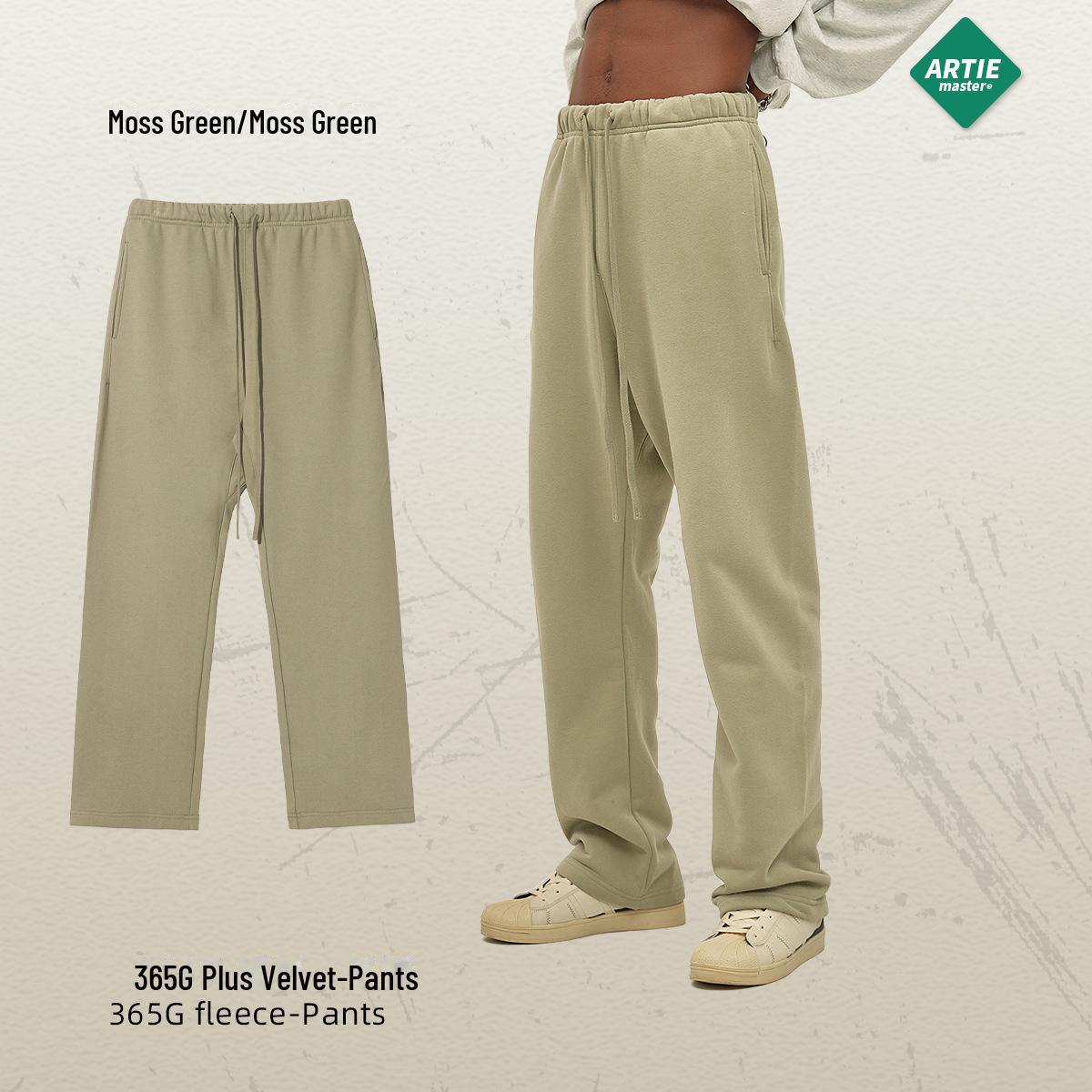 

ARTIE Мужские брюки Smith Velvet Loose Drawstring 2024 года — повседневные широкие брюки XL мох зеленого