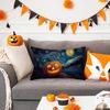 Halloween Pillow Cover Pumpkin under Starry Night Pillowcase Artistic Pillow Case for Bedroom Living Room Guest Rooms Sofa Decor