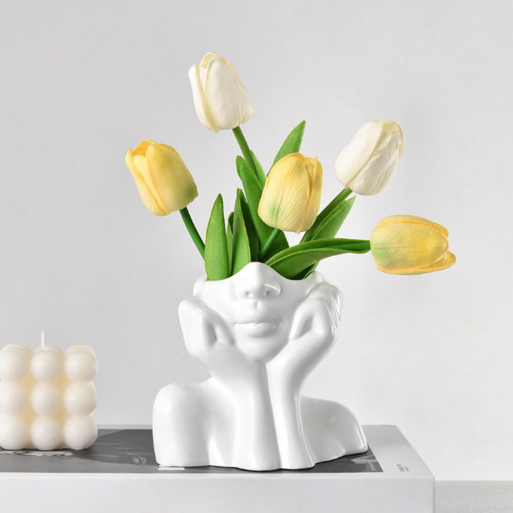 Colorful Plant Pot Abstract Face Flower Pot Hand-painted Abstract Face Shape Flower Pot Colorful Decorative Vase