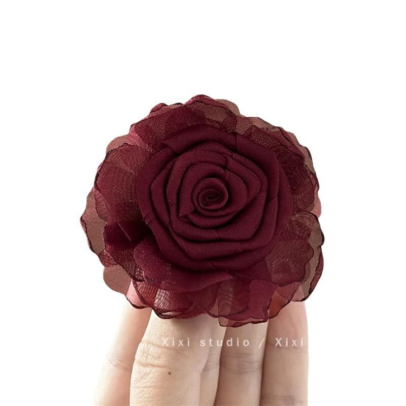 French Wine Red Rose Hair Clip Flower Clip Headband Hairpin New Year Beach Accessories Hair Accessory