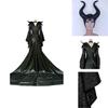 Elegant Maleficent Angelina Jolie Cosplay Costume Dress With Stand-up Collar And Horned Helmet For Halloween And Parties