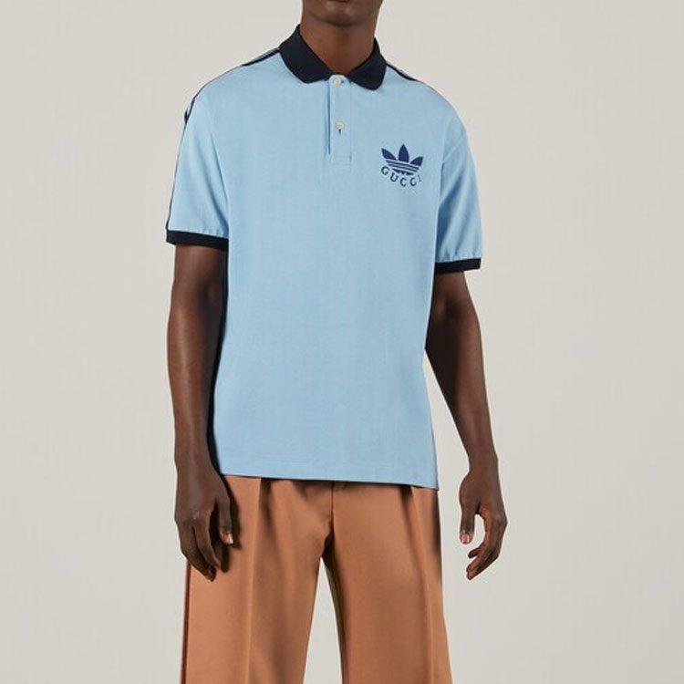 GUCCI x Adidas Originals SS23 Polo Shirt Men's Blue 700497-XJEVF-4807