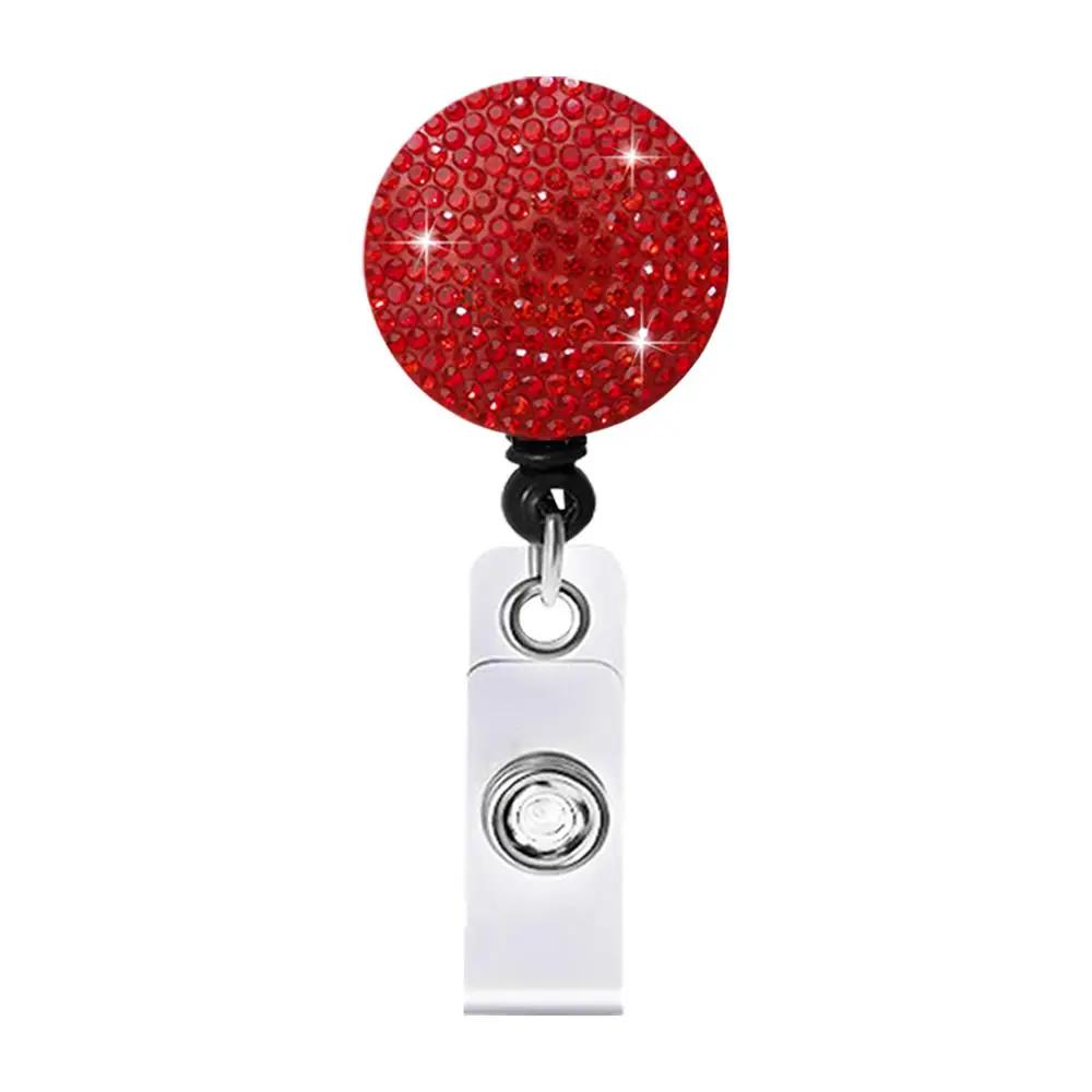 Color Crystal Retractable Keychain Shinny Rhinestones Badge Reel Id Lanyard Name Tag Card Holder Badge Holder Key Chain Badge