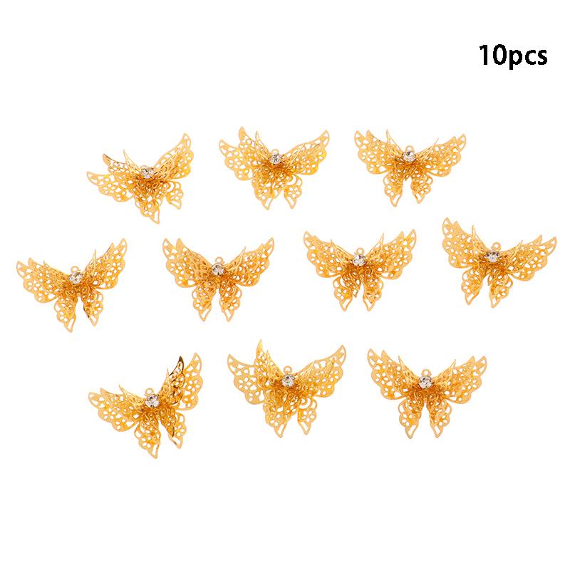 10Pcs 35X25Mm Gold Color/Silver/Bronze Metal  Butterfly Filigree Charm Diy Jewelry Making Accessories Supplies