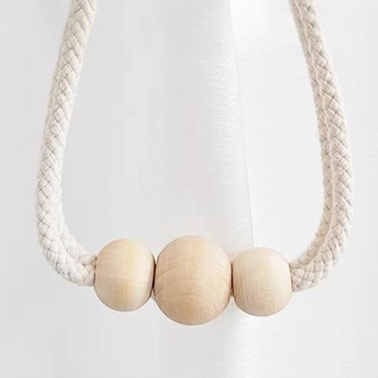 Magnetic Wood Beads Curtain Tieback, Farmhouse Rustic Window Curtain Holders Ties Backs, Handmade Decorative Drape Curtain Holdbacks