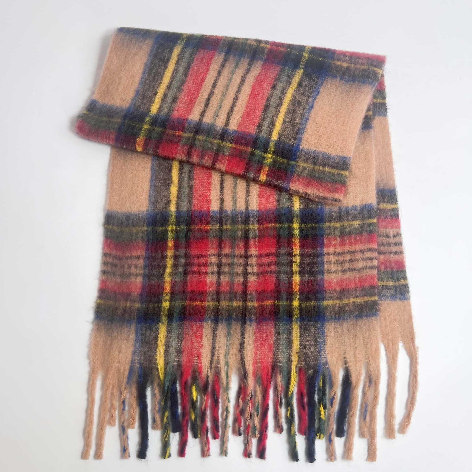 

Fashion England Classic Plaid Fringed Scarf Women Autumn Winter Soft Thick Thermal Muffler Lady Wrap Loop Yarn Scarves Female