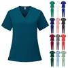 Einfarbiges Scrub-Anzug-Set für Ärzte & Krankenschwestern – Chirurgische Arbeitskleidung Uniform mit schmal zulaufender Hose für den Operationssaal