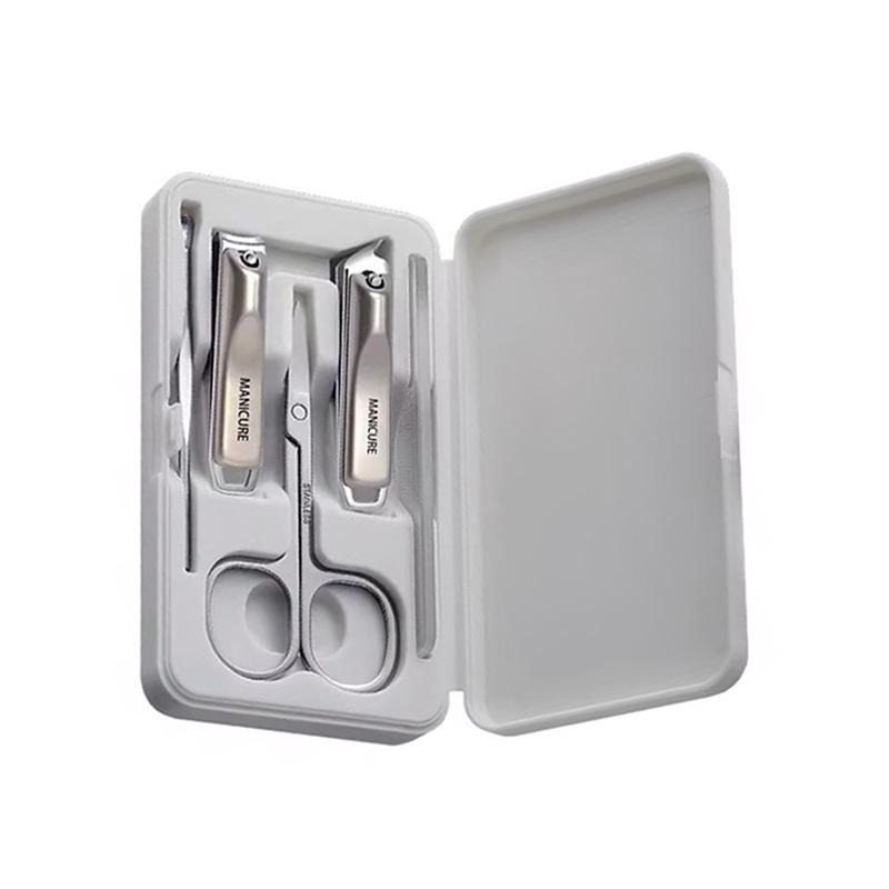 Luxury 5-Piece White Nail Clipper Set with Logo - Manicure & Pedicure Tools Available