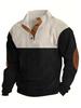 Herren Casual Corduroy Farbblock Kapuzenpullover mit Stehkragen und Knöpfen - Herbstkollektion 2025