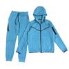 Womens Hooded Tracksuit Set Long Sleeve Cotton Sport Outfit Side Zip Casual Activewear