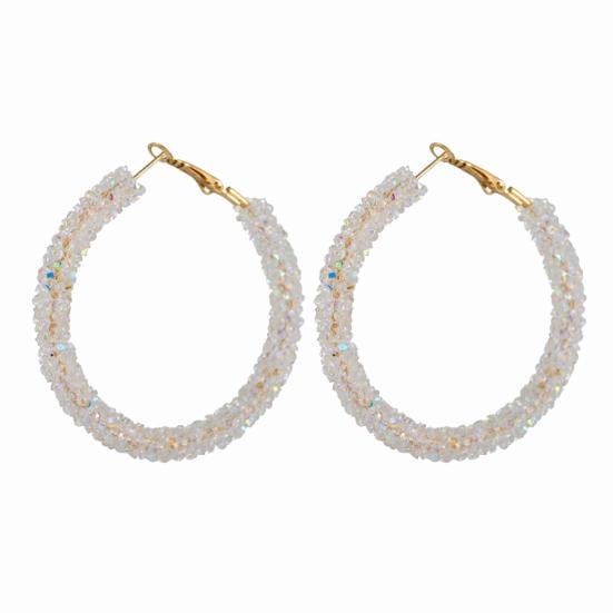 Fashion Women Circle Shape Rhinestone Inlaid Statement Hoop Earrings Jewelry