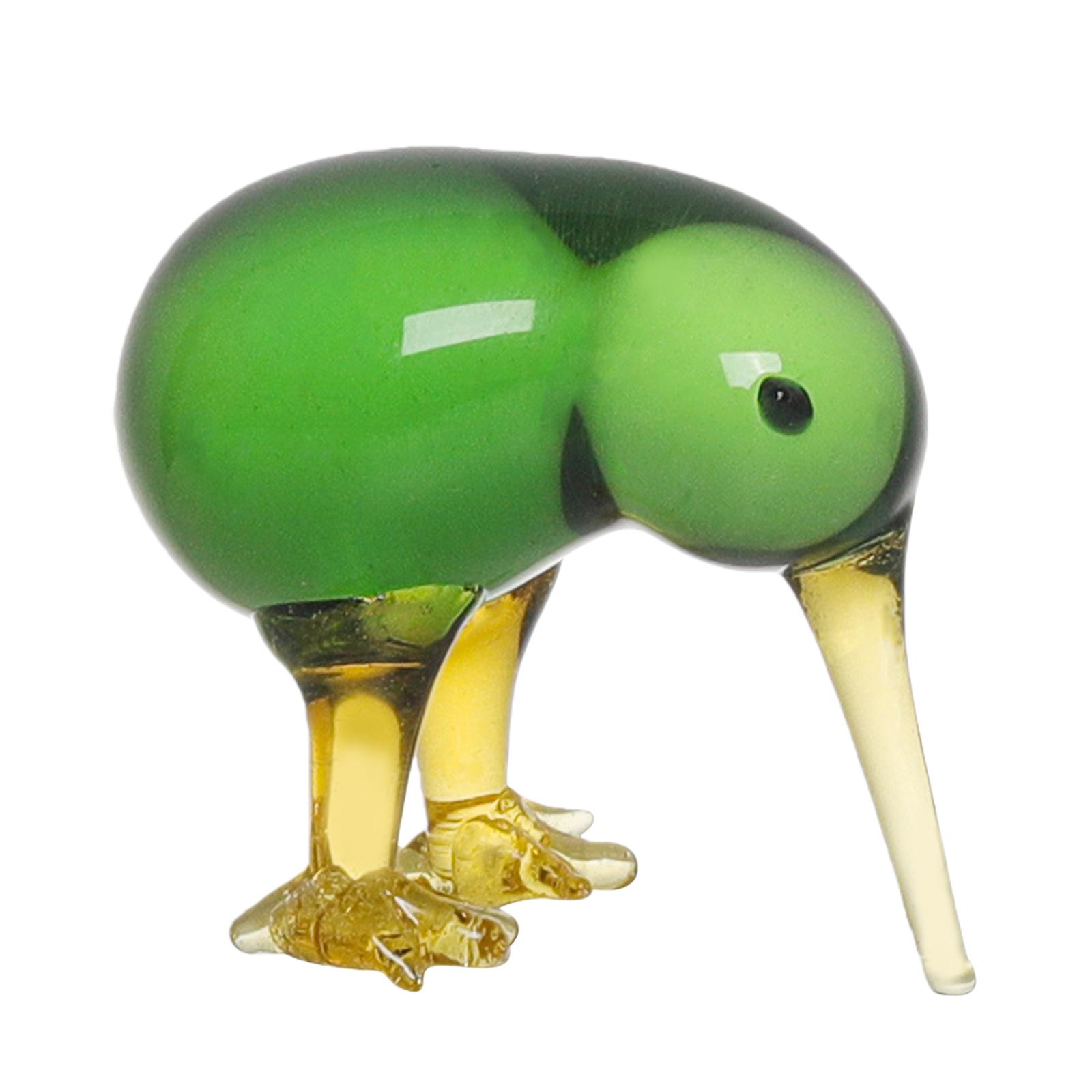 Handmade Glass Kiwi Bird Ornament Multi-Purpose Crystal Animal Figurine Miniature Desktop Sculpture for Home Tabletop Decor a