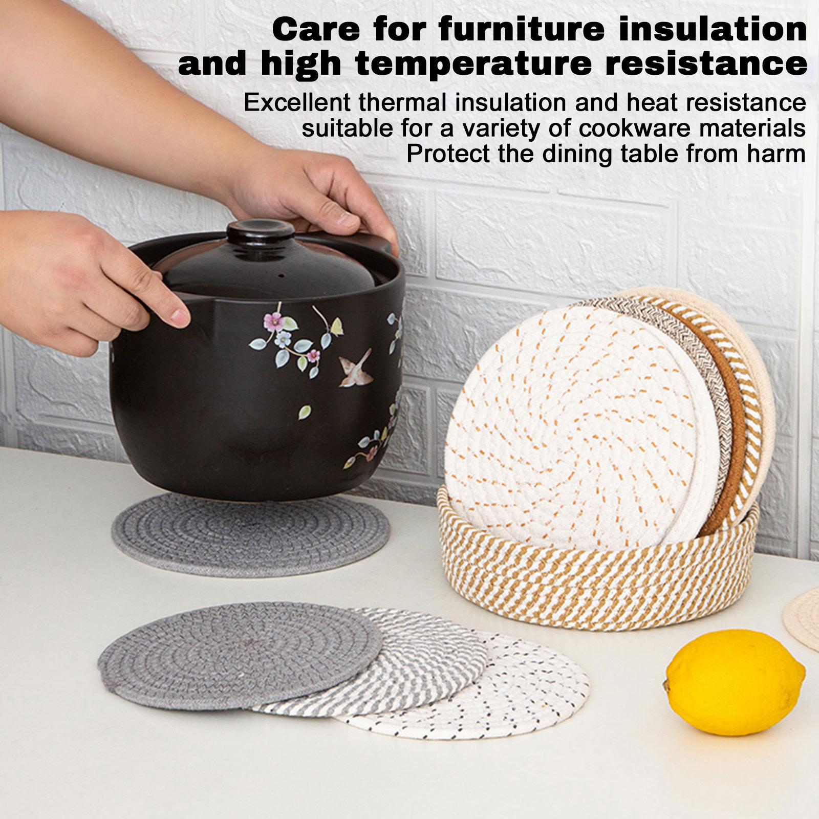 

5-Piece 10-Inch Potholder For Hot Dishes, Pots And Pans, Heat-Resistant Mat With Storage Basket, Kitchen Countertop Protector, Gray 5 Colors One Size