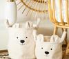 Embroidered Bear Head Lamb Hair Personalized Storage Basket Toy Snack Storage Basket Clothes Storage Dirty Clothes Basket