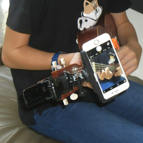 Multi-purpose - Guitar/Ukulele Phone Holder/Guitar Earphone/Cell Phone Clamp Phone Holder for Smartphones and Action Cameras