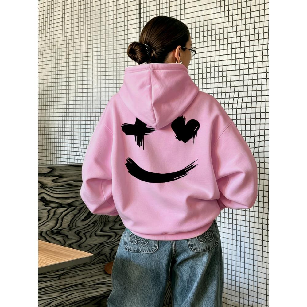 Creative Funny Faceprinting Loose Youth Tops Woman Y2K Casual Hoodies Hip Hop Crewneck Pullovers Comfortable Autumn Streetwear