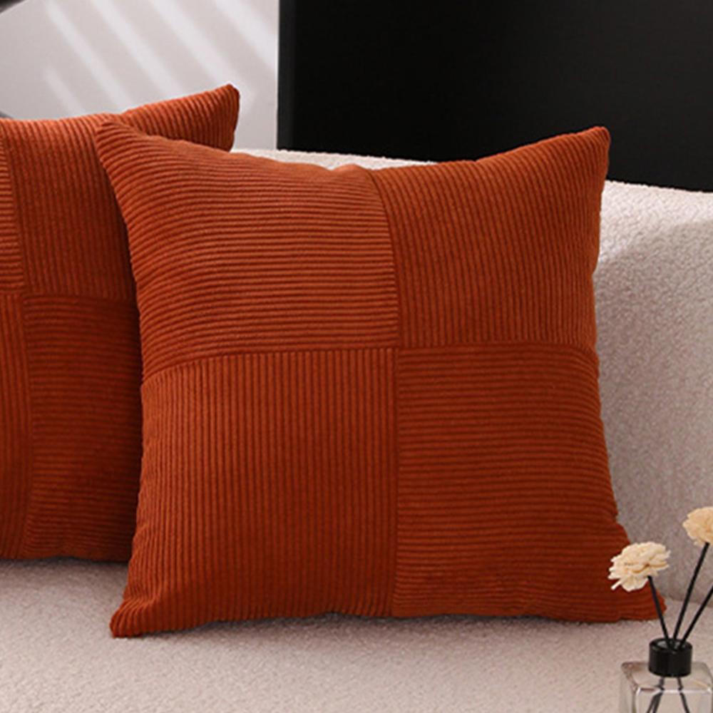 Corduroy Striped Square Cushion Covers Simple Solid Color Pillowcase Cross Patchwork Textured Cushion Case Sofa Home Decor