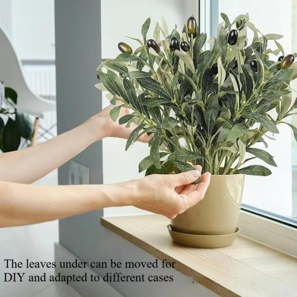 Plastic Simulated Olive Leaf Plant Lifelike Fake Olive Tree Olive Fruit Branch Vase Arrangement