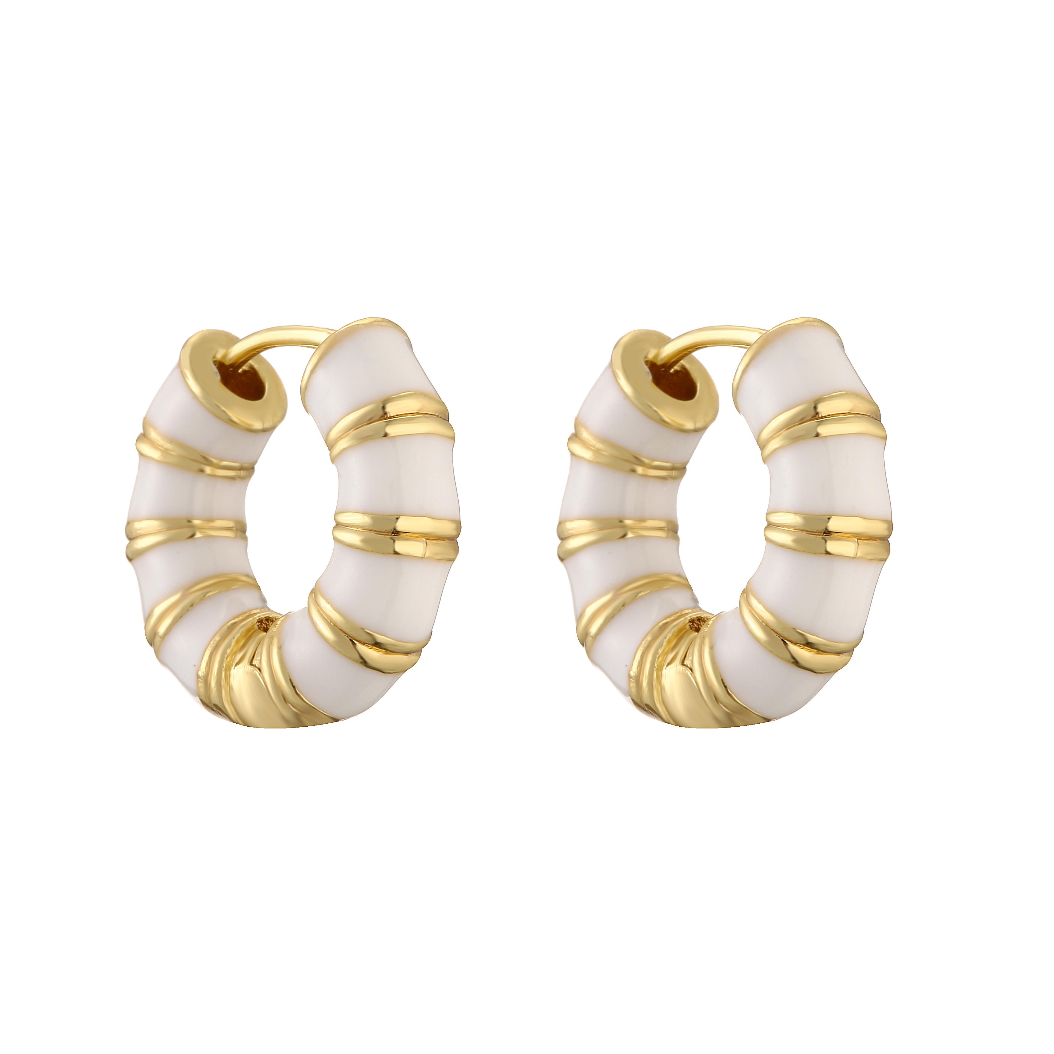 

HECHENG,Vintage Colorful Enamel Small Hoop Earrings for Women Luxury Delicate Rainbow Earrings Wedding Party Zircon белый