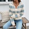 Women's Cardigan, Striped, Color-Block, Zip-Up