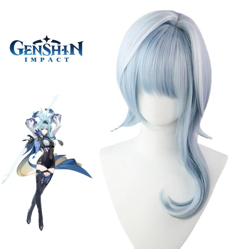 Cosplay Wig With Blue White Gradient Hightemperature Silk For Anime Costume Party