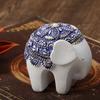 Blue and White Trunk-Up Elephant Sculpture -Prosperity and Good Luck Charm, Ldeal Home Décor & Universal Gift